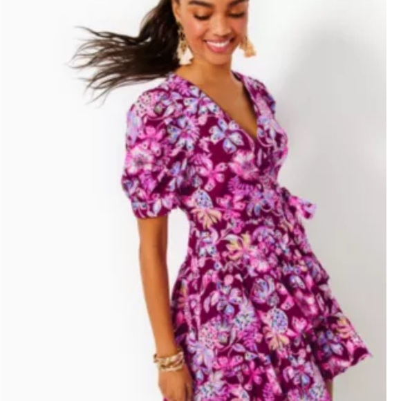Lilly Pulitzer Dresses & Skirts - NWOT Lilly Pulitzer Floral Purple Wrap Dress